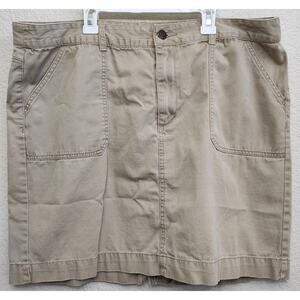 Merona Tan Flat Front Denim Mini Skirt 18 Lightweight Front Pockets Soft